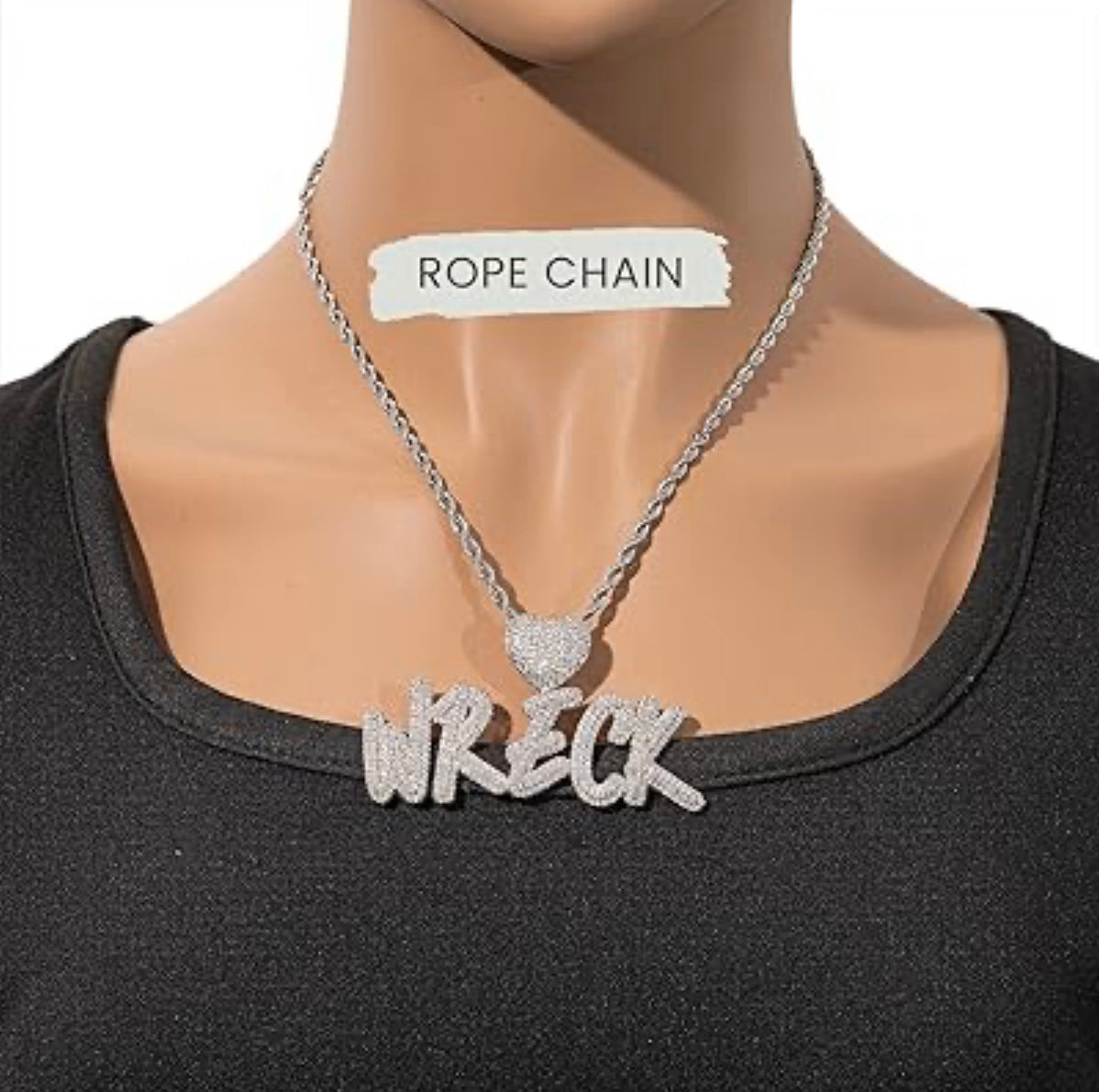 Name Necklace With Heart Clasp Double Layers Cursive Iced Out CZ Lette –  sky is the limit prints craft shop