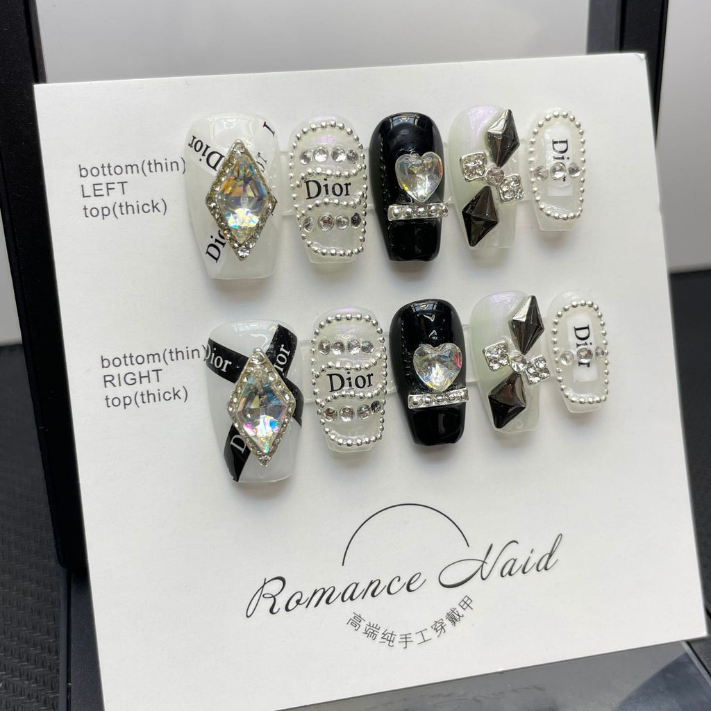 NO.49 Amourwa Custom Short Nails Nail Long-lasting Resuable Press On Nail handmade nails