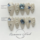 NO.54 Amourwa custom nails Lace Rhinestone Nail Long-lasting Resuable Press On Nail