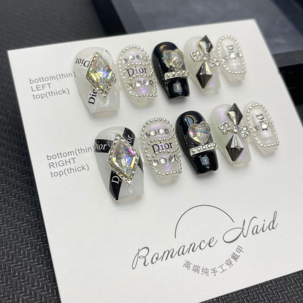 NO.49 Amourwa Custom Short Nails Nail Long-lasting Resuable Press On Nail handmade nails