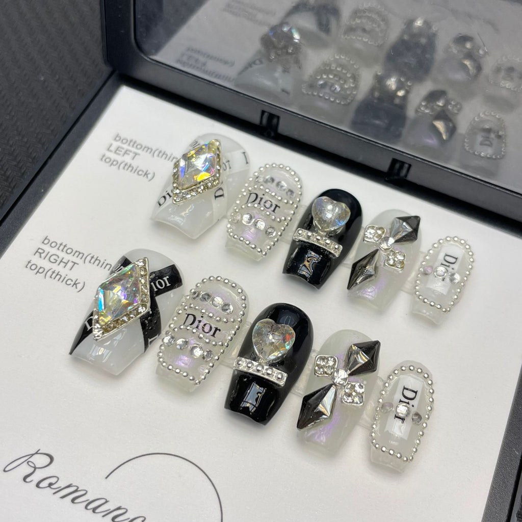 NO.49 Amourwa Custom Short Nails Nail Long-lasting Resuable Press On Nail handmade nails