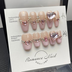 NO.67 Amourwa Custom Long/Short Nails Rhinestone Nail Long-lasting Resuable Press On Nail handmade nails