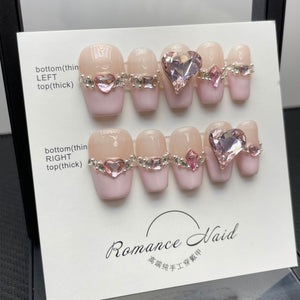 NO.67 Amourwa Custom Long/Short Nails Rhinestone Nail Long-lasting Resuable Press On Nail handmade nails