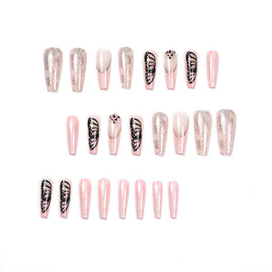 NO. M07 Amourwa 24Pcs Long False Nails Resuable Press On Nails