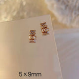 Luxury Designer Inspired Logo Nail Charms（4pcs/set） | Full Diamond Zircon 3D Nail Art Accessories & Jewelry