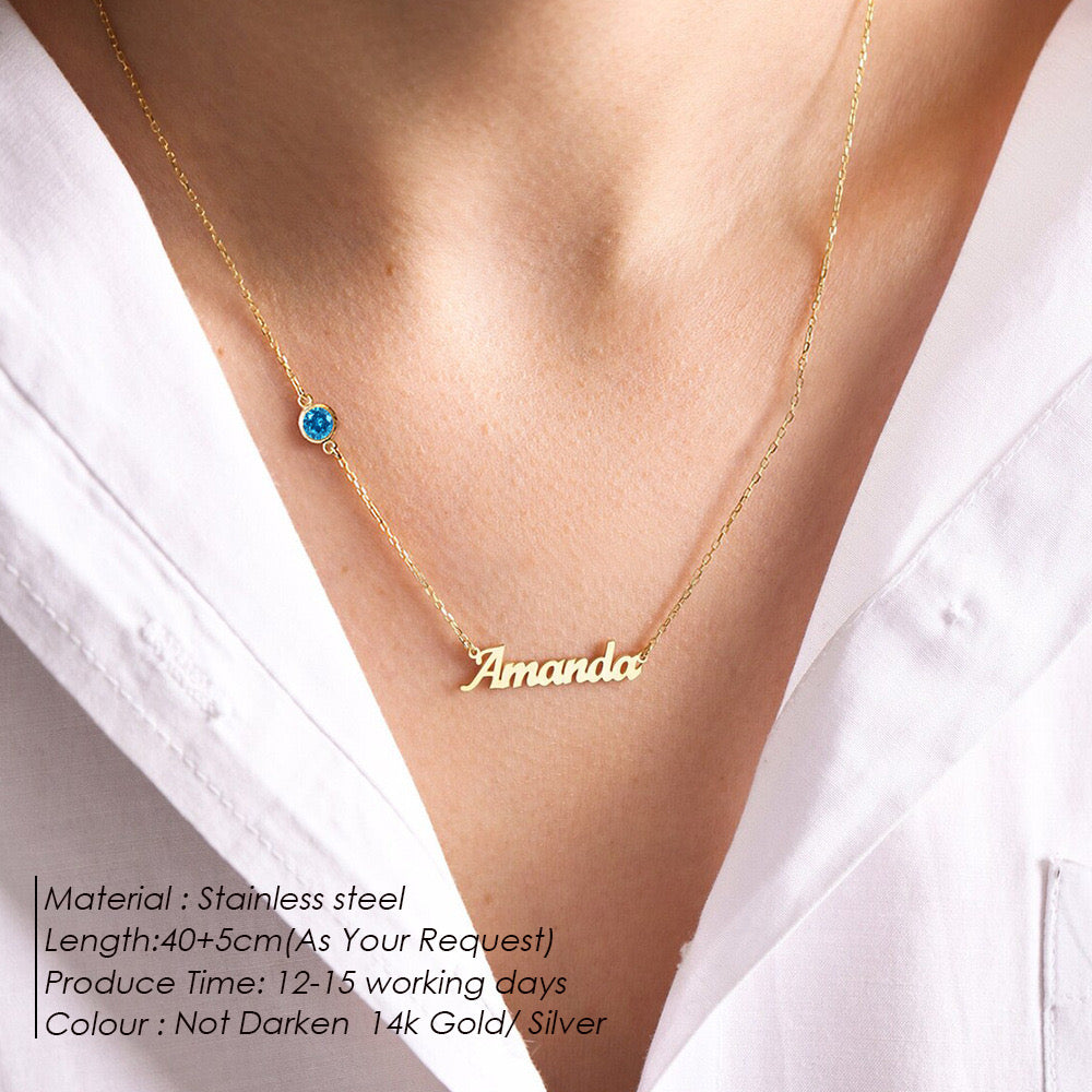 Birthstone Jewelry My Name Necklace Returns Amourwa BirthStone