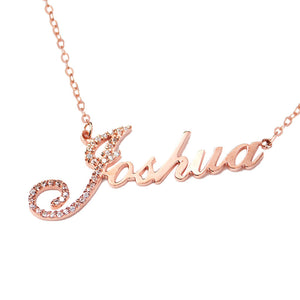 Amourwa Name Necklace Pure Sterling Silver Personalized Zircon Name Necklace - Custom Engraved Jewelry for Women/Men Unique Gift Idea for Her Gold & Silver Nameplate Necklace with Free Engraving