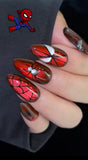 NO.471 Handmade Spiderman Custom Press On Nails Marvel Superhero Nail Art Red ｜Amourwa
