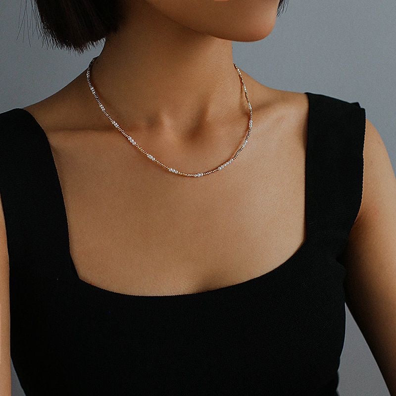 Amourwa Pearl Silver Necklace Jewelry