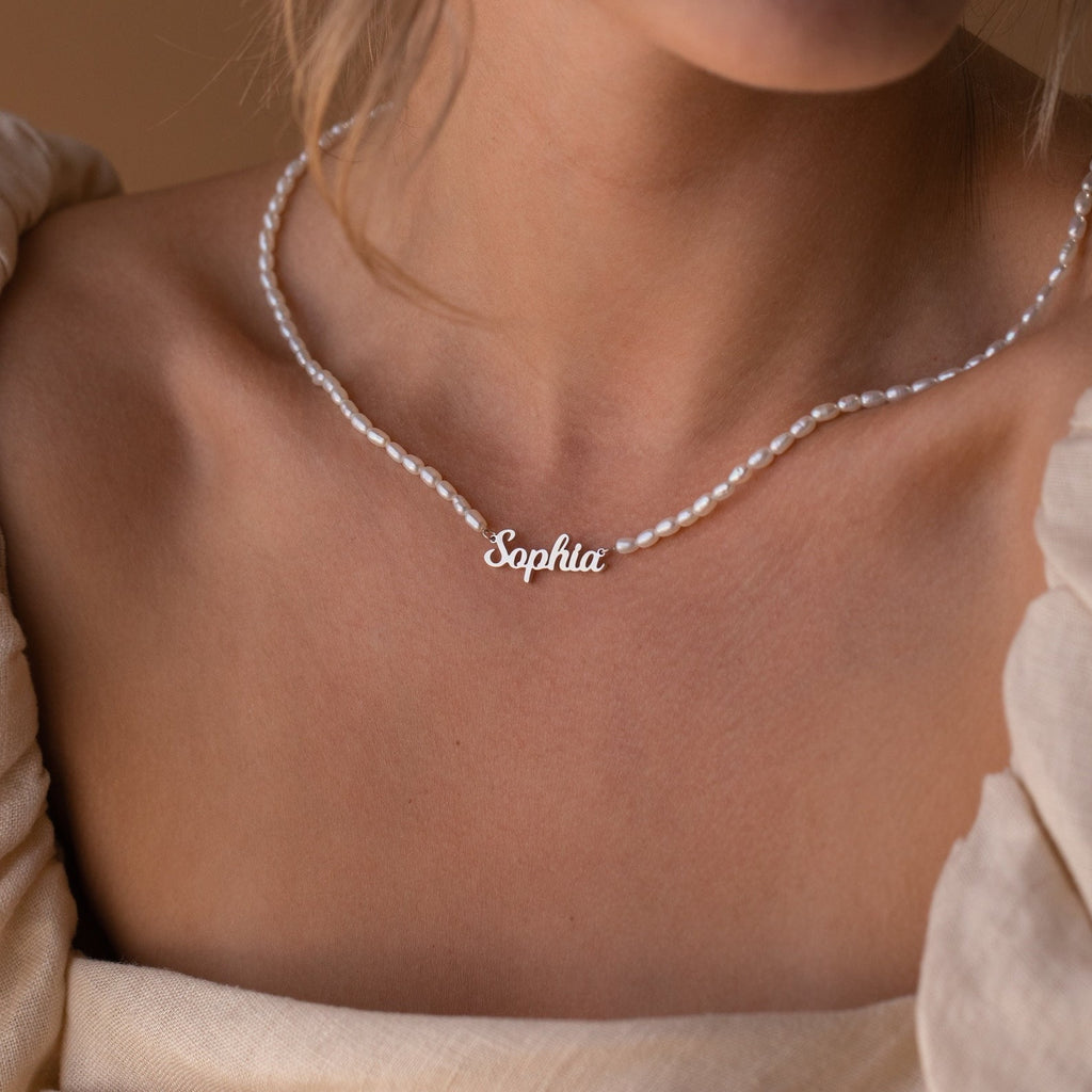 Amourwa Custom Pearl Name Necklace Jewelry Gift
