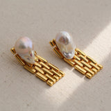 Amourwa Pearl Silver Earring Jewelry