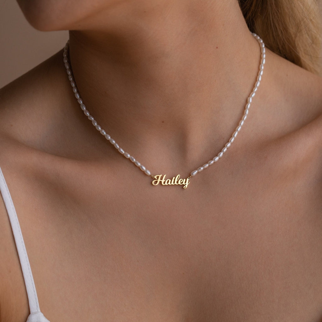 Amourwa Custom Pearl Name Necklace Jewelry Gift
