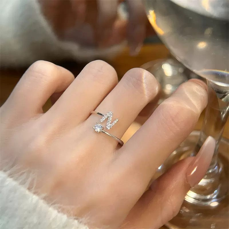 Sterling Silver Initial Ring Valentine’s Day gift Jewelry