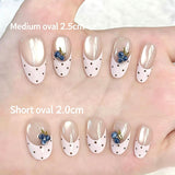 No.450 Handmade Blueberry French Tip Press-On Nails |Polka Dot Fruit Nail Art | Luxury Reusable Nails｜Amourwa