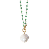 Amourwa Natural Pearl Green Agate Necklace Jewelry