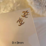 Luxury Designer Inspired Logo Nail Charms（4pcs/set） | Full Diamond Zircon 3D Nail Art Accessories & Jewelry