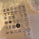 Luxury Designer Inspired Logo Nail Charms（4pcs/set） | Full Diamond Zircon 3D Nail Art Accessories & Jewelry