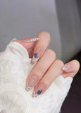 No.450 Handmade Blueberry French Tip Press-On Nails |Polka Dot Fruit Nail Art | Luxury Reusable Nails｜Amourwa