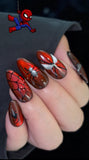 NO.471 Handmade Spiderman Custom Press On Nails Marvel Superhero Nail Art Red ｜Amourwa
