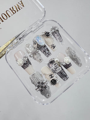 NO.386 Amourwa Personalized Press-On Nails For Every Occasion Weddings, Parties & More Luxury Nail Art Chanel Nail