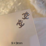 Luxury Designer Inspired Logo Nail Charms（4pcs/set） | Full Diamond Zircon 3D Nail Art Accessories & Jewelry