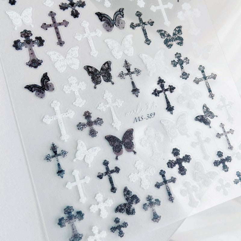 Butterfly Cross Nail Sticker Charms