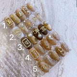 NO.418 Amourwa Personalized Press-On Nails Luxury Nail Art LV Nails ChanelNails DiorNails YSLNails Worldwide Shipping