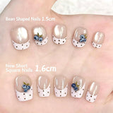 No.450 Handmade Blueberry French Tip Press-On Nails |Polka Dot Fruit Nail Art | Luxury Reusable Nails｜Amourwa