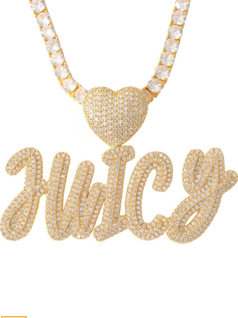 DHQH Anti Fading 3D Name Necklace Personalized Customization 18K Gold Double Inscription Brand Necklace Stainless Steel Jewelry - 36