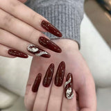 No.445 Handmade Silver Snake Press On Nails | 3D Serpent Gothic Dark Aesthetic Nails｜Amourwa