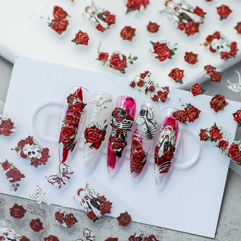 5D Pink Rose Nail Sticker Charms