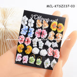 3D Acrylic Flower Nail Charms Kit with Pearls & Rhinestones - Mixed Floral Nail Art Accessories for DIY Manicure (30pcs）