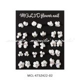 3D Acrylic Flower Nail Charms Kit with Pearls & Rhinestones - Mixed Floral Nail Art Accessories for DIY Manicure (30pcs）