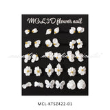 3D Acrylic Flower Nail Charms Kit with Pearls & Rhinestones - Mixed Floral Nail Art Accessories for DIY Manicure (30pcs）