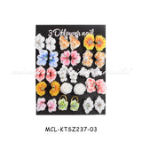 3D Acrylic Flower Nail Charms Kit with Pearls & Rhinestones - Mixed Floral Nail Art Accessories for DIY Manicure (30pcs）
