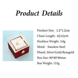 Amourwa Eternal Rose Jewelry Box With Custom Engraved Necklace Luxury Jewelry Box with Flip Mechanism Anniversary Gift