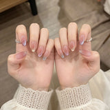 No.446 Handmade Pink Blush Cat Eye Press On Nails | Magnetic Velvet Shimmer | Almond｜Amourwa