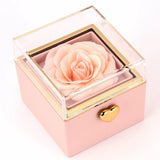 Amourwa Eternal Rose Jewelry Box With Custom Engraved Necklace Luxury Jewelry Box with Flip Mechanism Anniversary Gift
