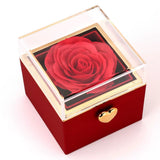 Amourwa Eternal Rose Jewelry Box With Custom Engraved Necklace Luxury Jewelry Box with Flip Mechanism Anniversary Gift