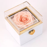 Amourwa Eternal Rose Jewelry Box With Custom Engraved Necklace Luxury Jewelry Box with Flip Mechanism Anniversary Gift