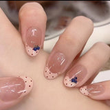 No.450 Handmade Blueberry French Tip Press-On Nails |Polka Dot Fruit Nail Art | Luxury Reusable Nails｜Amourwa