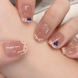 No.450 Handmade Blueberry French Tip Press-On Nails |Polka Dot Fruit Nail Art | Luxury Reusable Nails｜Amourwa