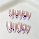 No.450 Handmade Blueberry French Tip Press-On Nails |Polka Dot Fruit Nail Art | Luxury Reusable Nails｜Amourwa