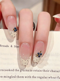 No.450 Handmade Blueberry French Tip Press-On Nails |Polka Dot Fruit Nail Art | Luxury Reusable Nails｜Amourwa
