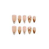 No.451 Handmade Starry Night French Tip Nails | Luxury Nude & Cream False Nails｜Amourwa