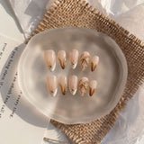 No.451 Handmade Starry Night French Tip Nails | Luxury Nude & Cream False Nails｜Amourwa