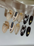 NO.452 Handmade Personalized Press-On Nails For Every Occasion Weddings, Parties & More Luxury Nail Art LV Nails｜Amourwa