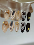 NO.452 Handmade Personalized Press-On Nails For Every Occasion Weddings, Parties & More Luxury Nail Art LV Nails｜Amourwa