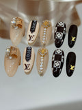 NO.452 Handmade Personalized Press-On Nails For Every Occasion Weddings, Parties & More Luxury Nail Art LV Nails｜Amourwa