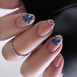 No.450 Handmade Blueberry French Tip Press-On Nails |Polka Dot Fruit Nail Art | Luxury Reusable Nails｜Amourwa
